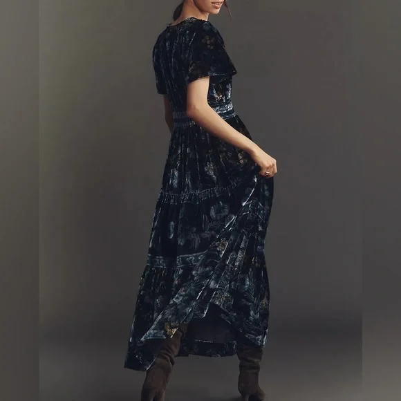NWT Anthropologie Size Small The Somerset Velvet Maxi Dress - Picture 8 of 16